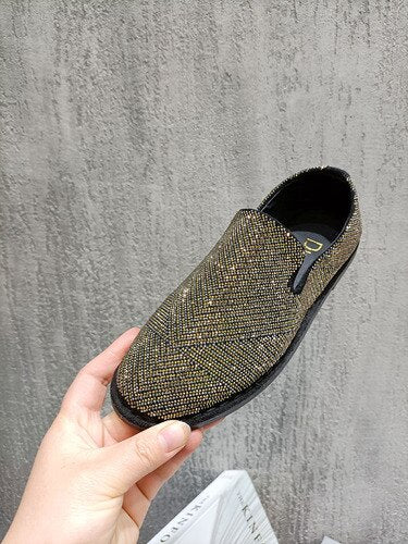 Womens Crystal Loafers Flats Slip on Rhinestones Casual Moccasins Driving Flats Slip On Gold Sliver Shoes - Free Shipping - aurelia-clothing-8955