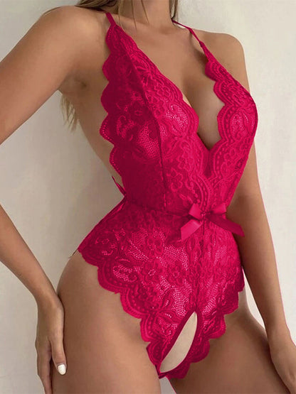 Womens Halter Neck Strap Sexy Backless Lace Bodysuit - Free Shipping - aurelia-clothing-8955