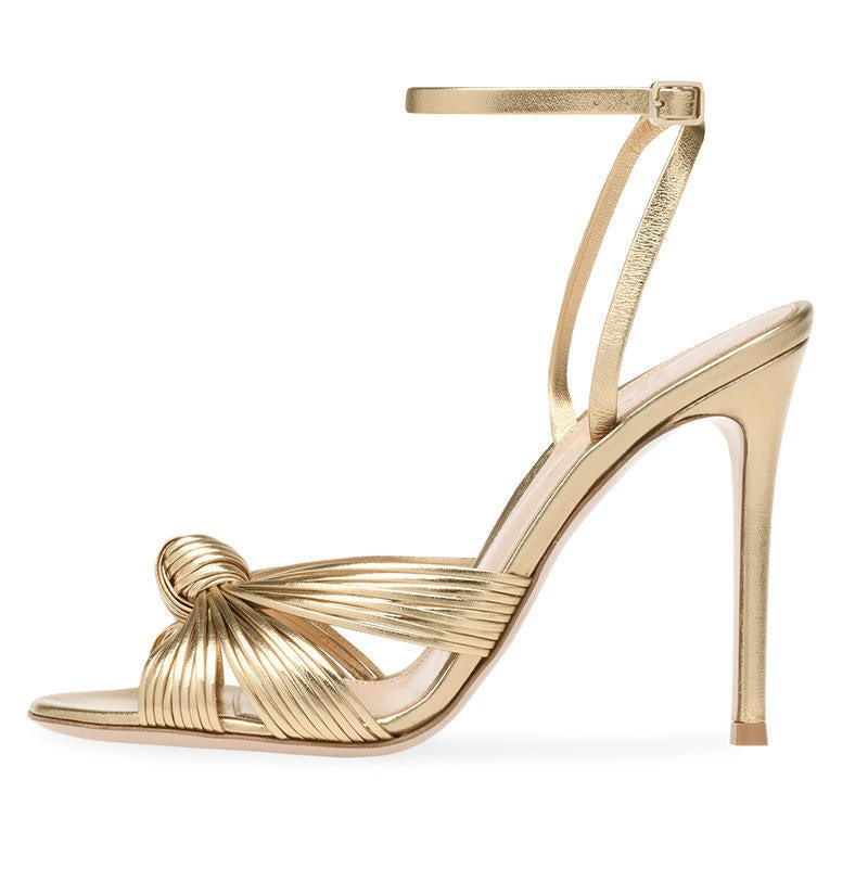 Womens Large Light Gold PU Slim High Heel Sandals Fashion Banquet Party Shoes - Free Shipping - aurelia-clothing-8955