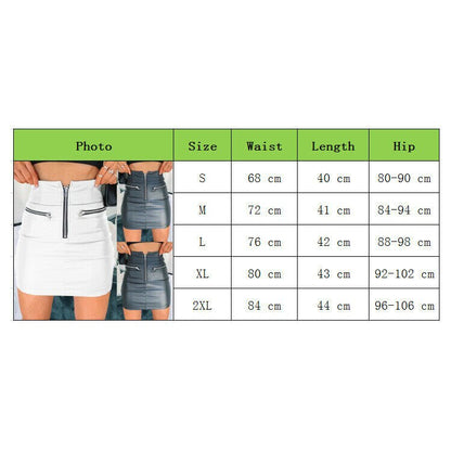 Womens PU Leather Zipper Skirt High Waist Pencil Evening Party Club Wear Bodycon Short Mini Skirt - Free Shipping - aurelia-clothing-8955