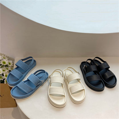 Womens Peep Toe Platform Denim Jeans Sandals Gladiator Summer Beach Shoes Girls Roman - Free Shipping - aurelia-clothing-8955