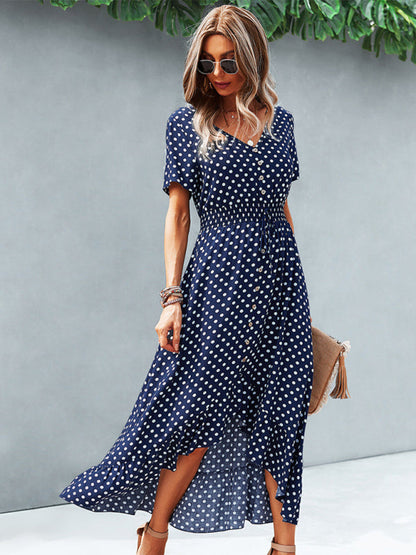 Womens Polka Dot Skirt Front Short Back Long Middle Length Swing Skirt Dress - Free Shipping - aurelia-clothing-8955