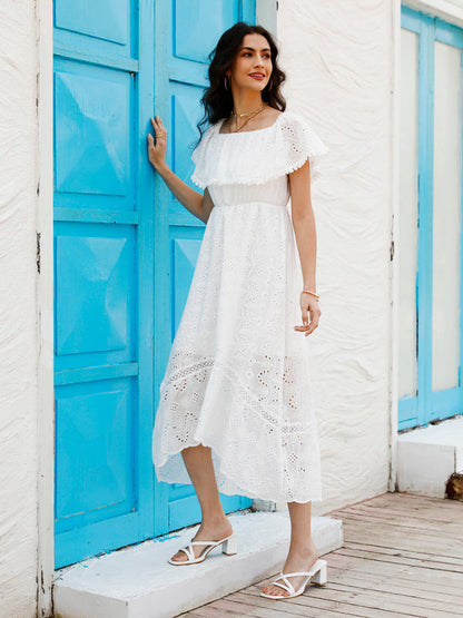 Womens Solid Color Lace Off Shoulder Long Dress - Free Shipping - aurelia-clothing-8955