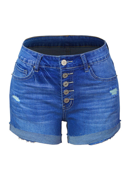 Womens Stretch Ripped Denim Shorts - Free Shipping - aurelia-clothing-8955