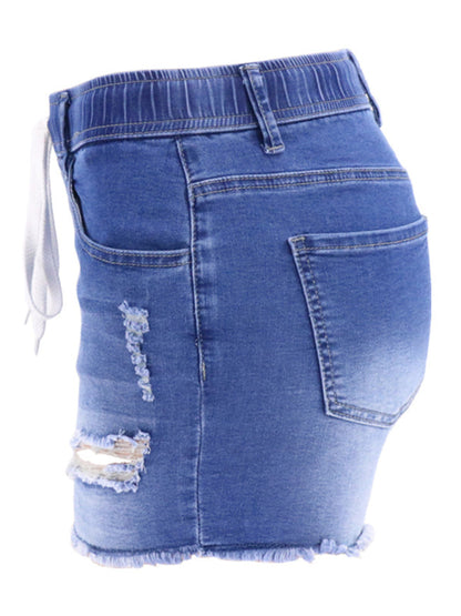 Womens casual slim all-match ripped denim shorts - Free Shipping - aurelia-clothing-8955
