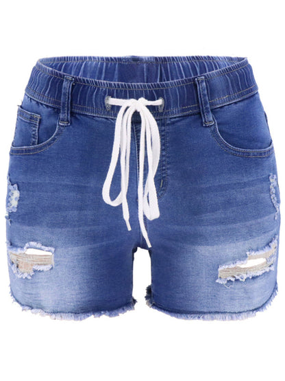 Womens casual slim all-match ripped denim shorts - Free Shipping - aurelia-clothing-8955