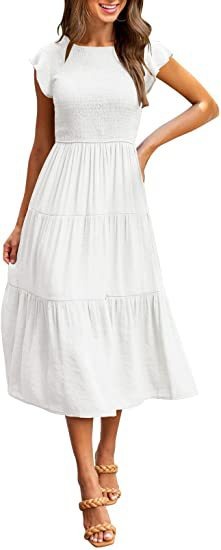 Womens flying sleeve pleated layered short sleeved large hem dress - Free Shipping - aurelia-clothing-8955