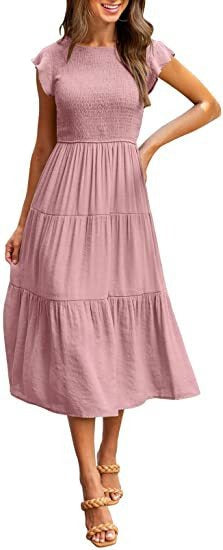 Womens flying sleeve pleated layered short sleeved large hem dress - Free Shipping - aurelia-clothing-8955