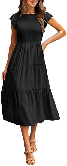 Womens flying sleeve pleated layered short sleeved large hem dress - Free Shipping - aurelia-clothing-8955