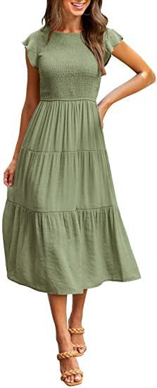 Womens flying sleeve pleated layered short sleeved large hem dress - Free Shipping - aurelia-clothing-8955