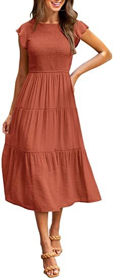 Womens flying sleeve pleated layered short sleeved large hem dress - Free Shipping - aurelia-clothing-8955