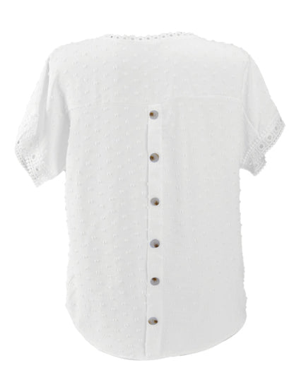 Womens new round neck pullover short sleeve lace top - Free Shipping - aurelia-clothing-8955