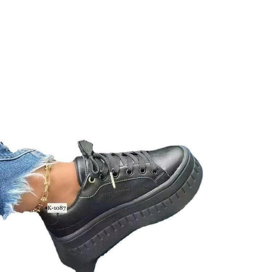 Womens thick soled lace up casual flat sole shoes, womens shoes, Korean version trendy couple shoes - Free Shipping - aurelia-clothing-8955