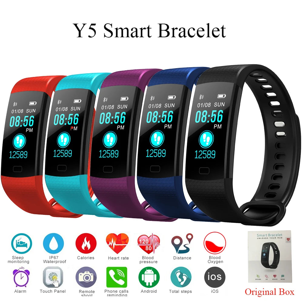 Y5 Smart Band Heart Rate Tracker Fitness Tracker Y5 Smartband Smart Bracelet Waterproof Smart Wristband Smart Watch Men - Free Shipping - aurelia-clothing-8955