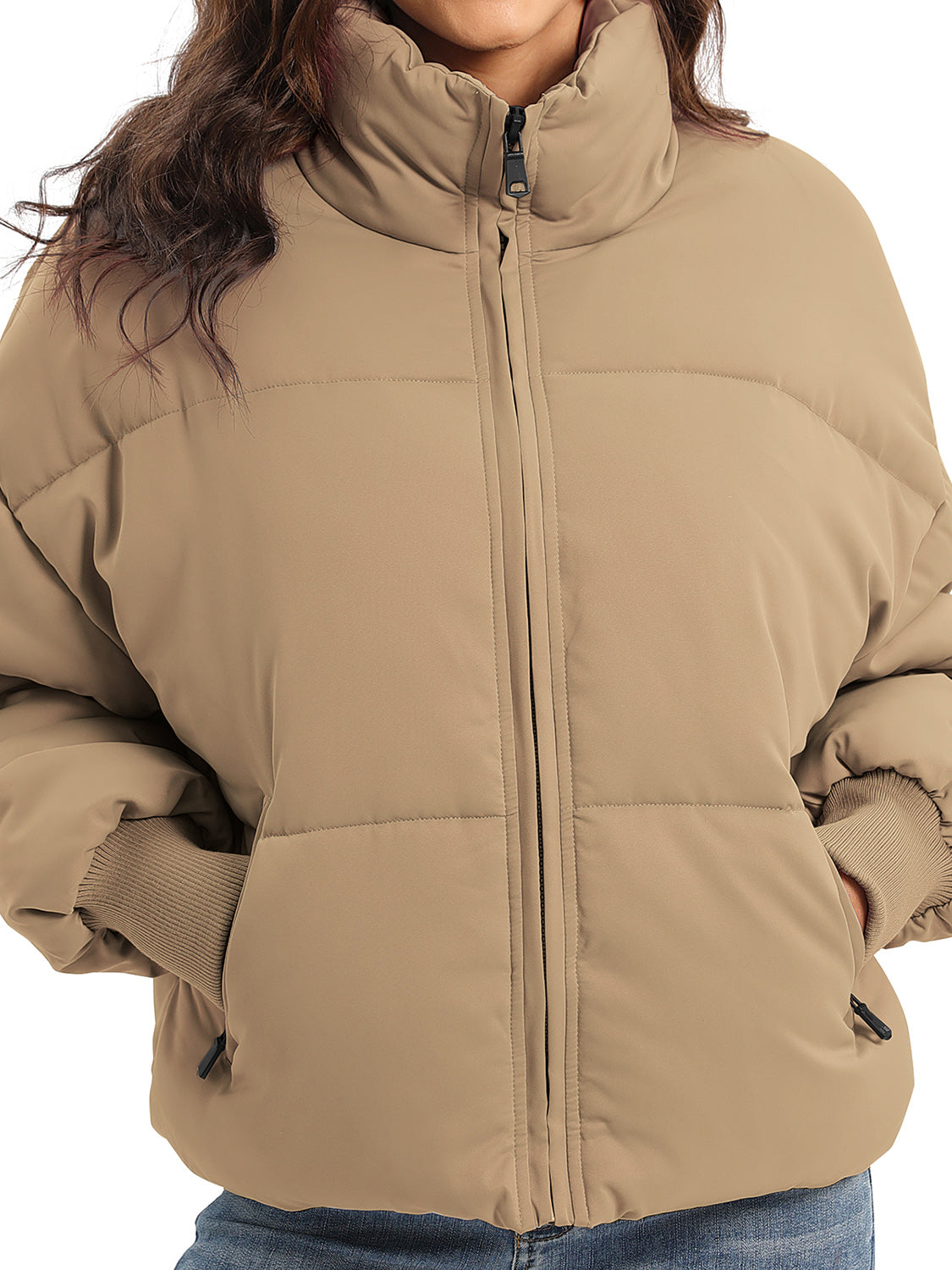 Zip Up Turtleneck Long Sleeve Winter Coat - aurelia-clothing-8955