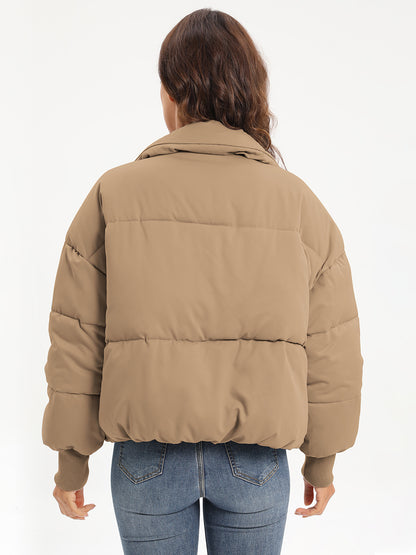 Zip Up Turtleneck Long Sleeve Winter Coat - aurelia-clothing-8955