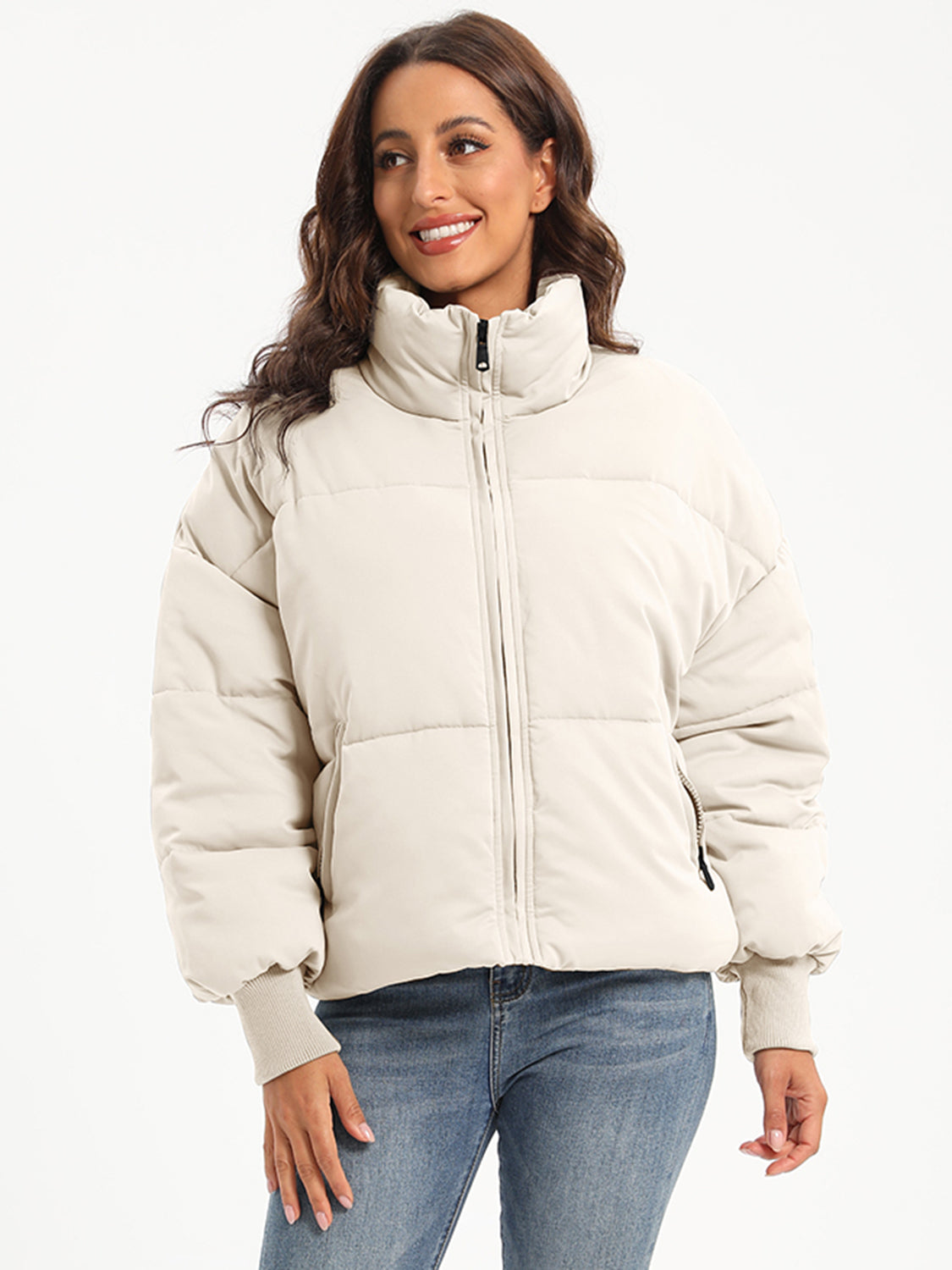 Zip Up Turtleneck Long Sleeve Winter Coat - aurelia-clothing-8955