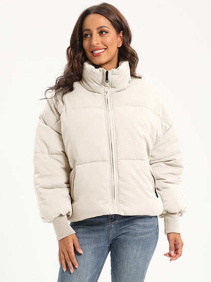 Zip Up Turtleneck Long Sleeve Winter Coat - aurelia-clothing-8955