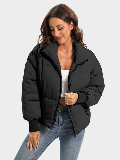 Zip Up Turtleneck Long Sleeve Winter Coat - aurelia-clothing-8955