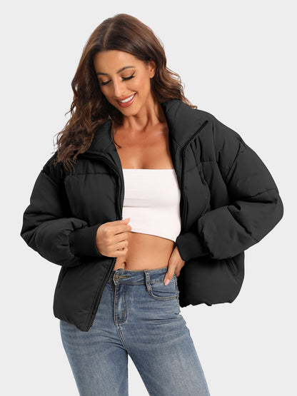 Zip Up Turtleneck Long Sleeve Winter Coat - aurelia-clothing-8955