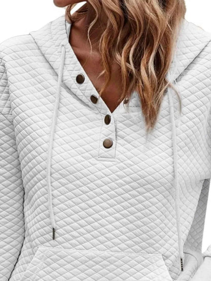 Drawstring Textured Dropped Shoulder Hoodie - Free Shipping