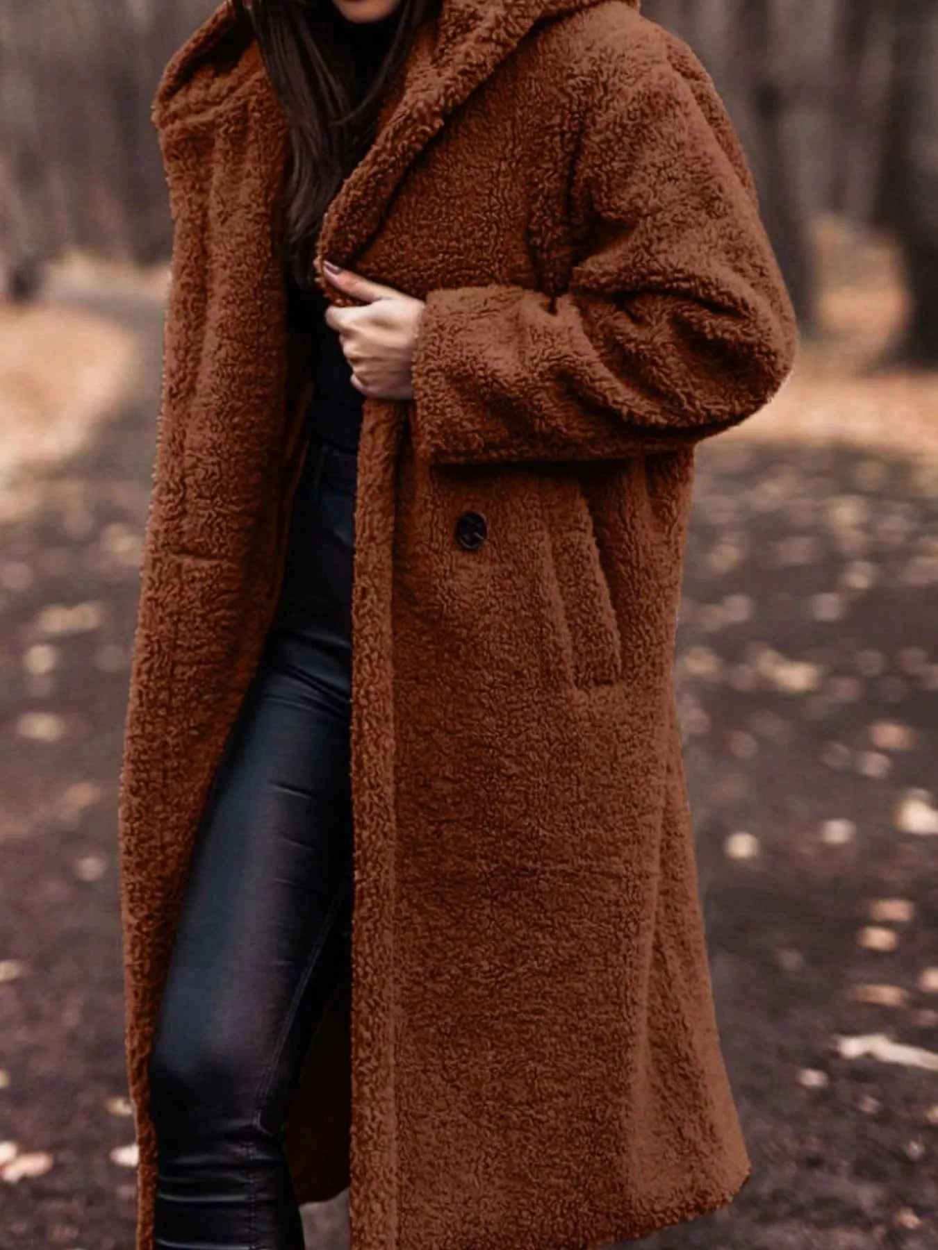 Teddy Bear Hooded Longline Outerwear-Free Shipping