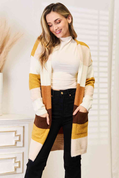 color-block dropped shoulder cardigan - Free Shipping - aurelia-clothing-8955