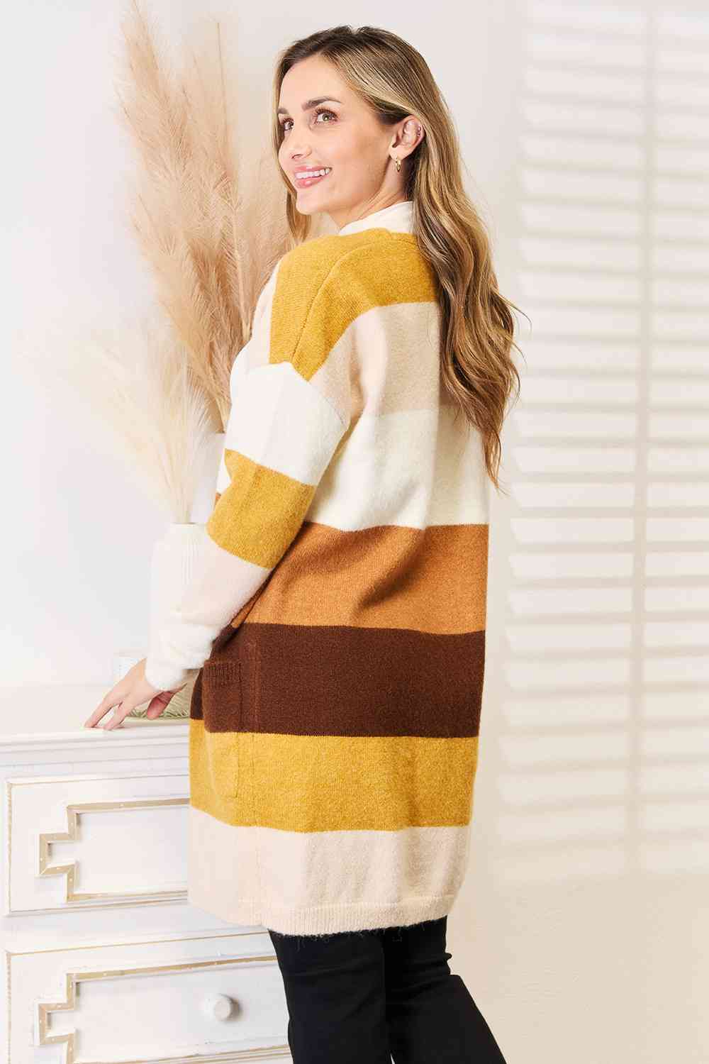 color-block dropped shoulder cardigan - Free Shipping - aurelia-clothing-8955