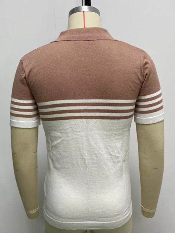 color-blocking business Polo shirt - Free Shipping - aurelia-clothing-8955