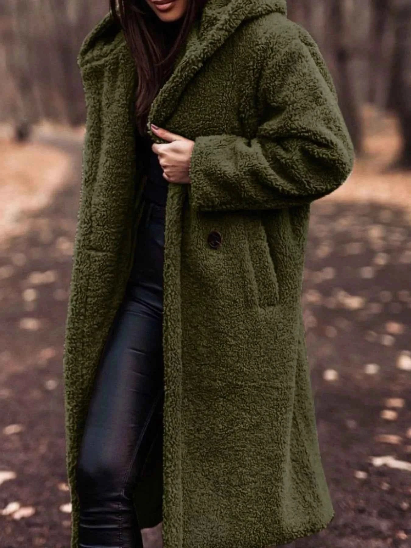 Teddy Bear Hooded Longline Outerwear-Free Shipping