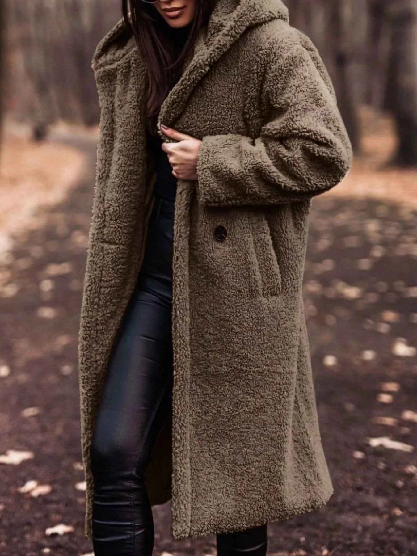 Teddy Bear Hooded Longline Outerwear-Free Shipping
