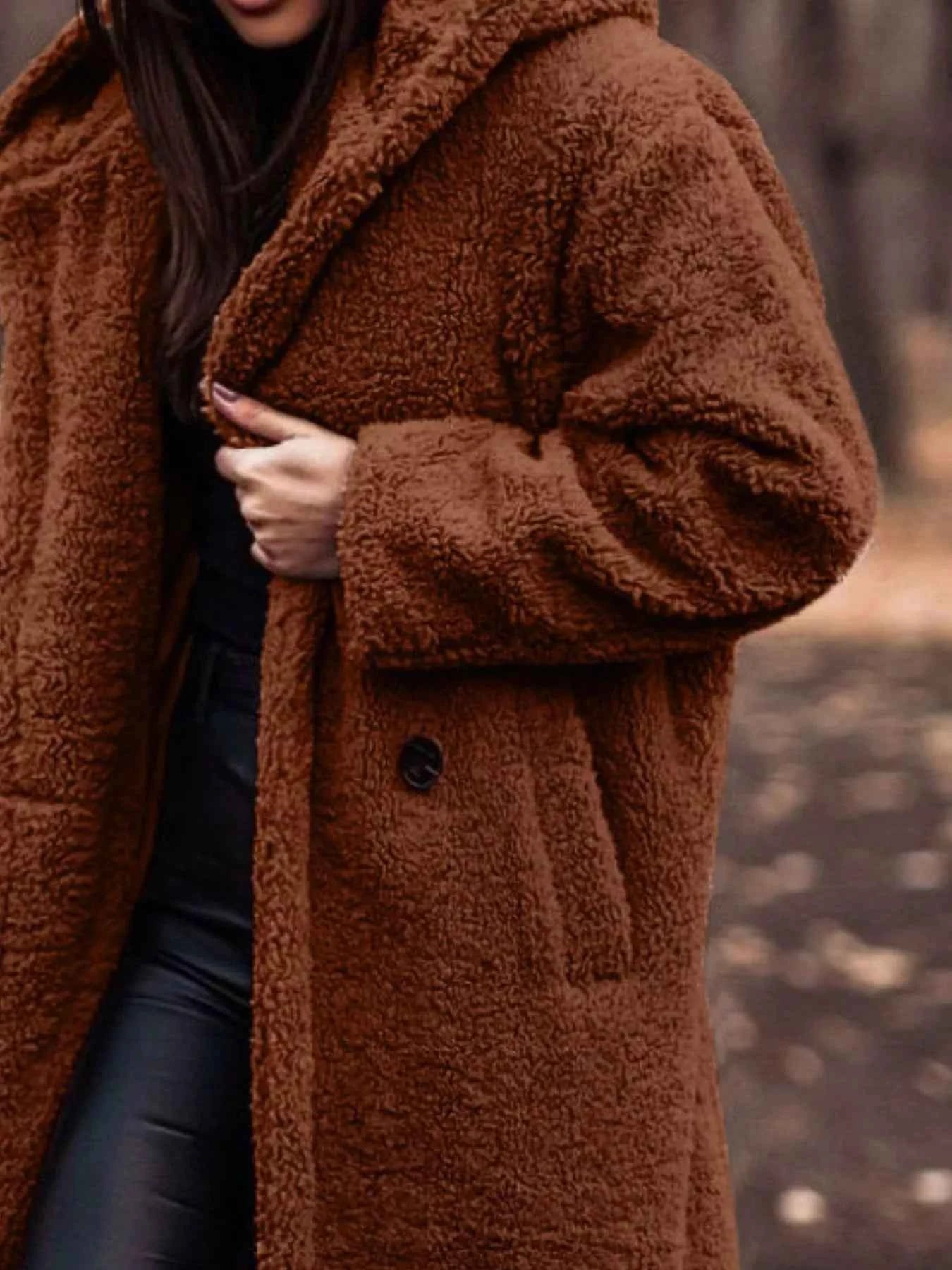 Teddy Bear Hooded Longline Outerwear-Free Shipping