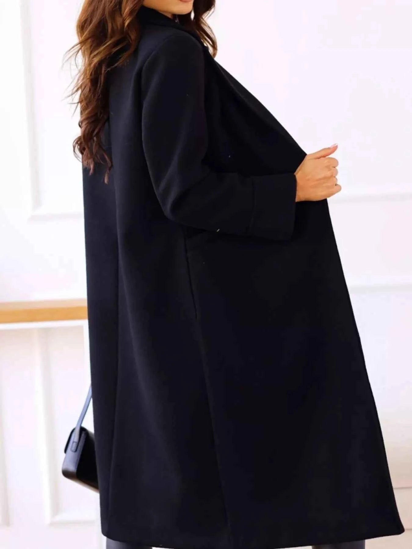 Lapel Collar Wool Blend Overcoat-Free Shipping