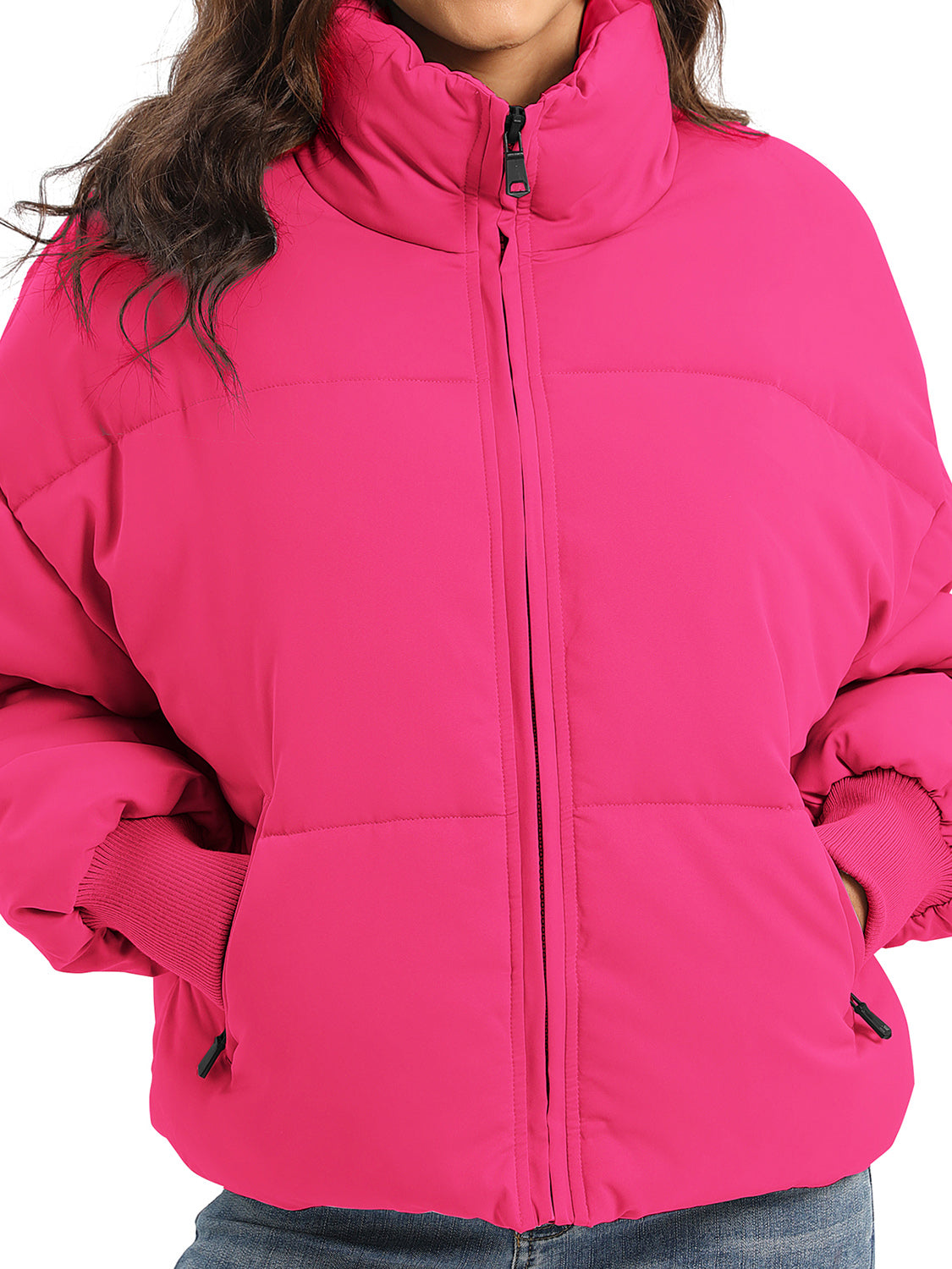 Zip Up Turtleneck Long Sleeve Winter Coat - Aurelia Clothing