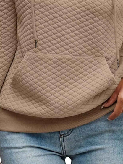 Drawstring Textured Dropped Shoulder Hoodie - Free Shipping
