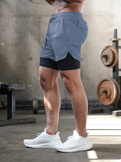 Men's athleisure fake two-piece shorts - Free Shipping