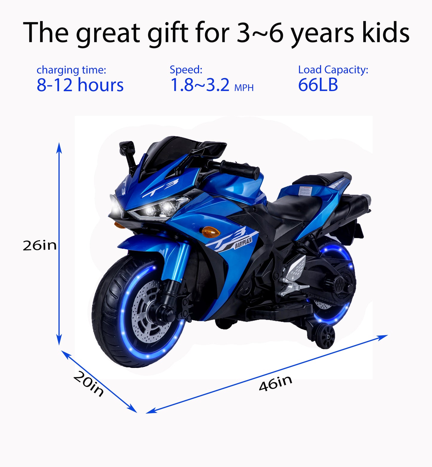 kids motorcycle, 12V motorcycle for kids 3 4 5 6 years-Free Shipping - aurelia-clothing-8955