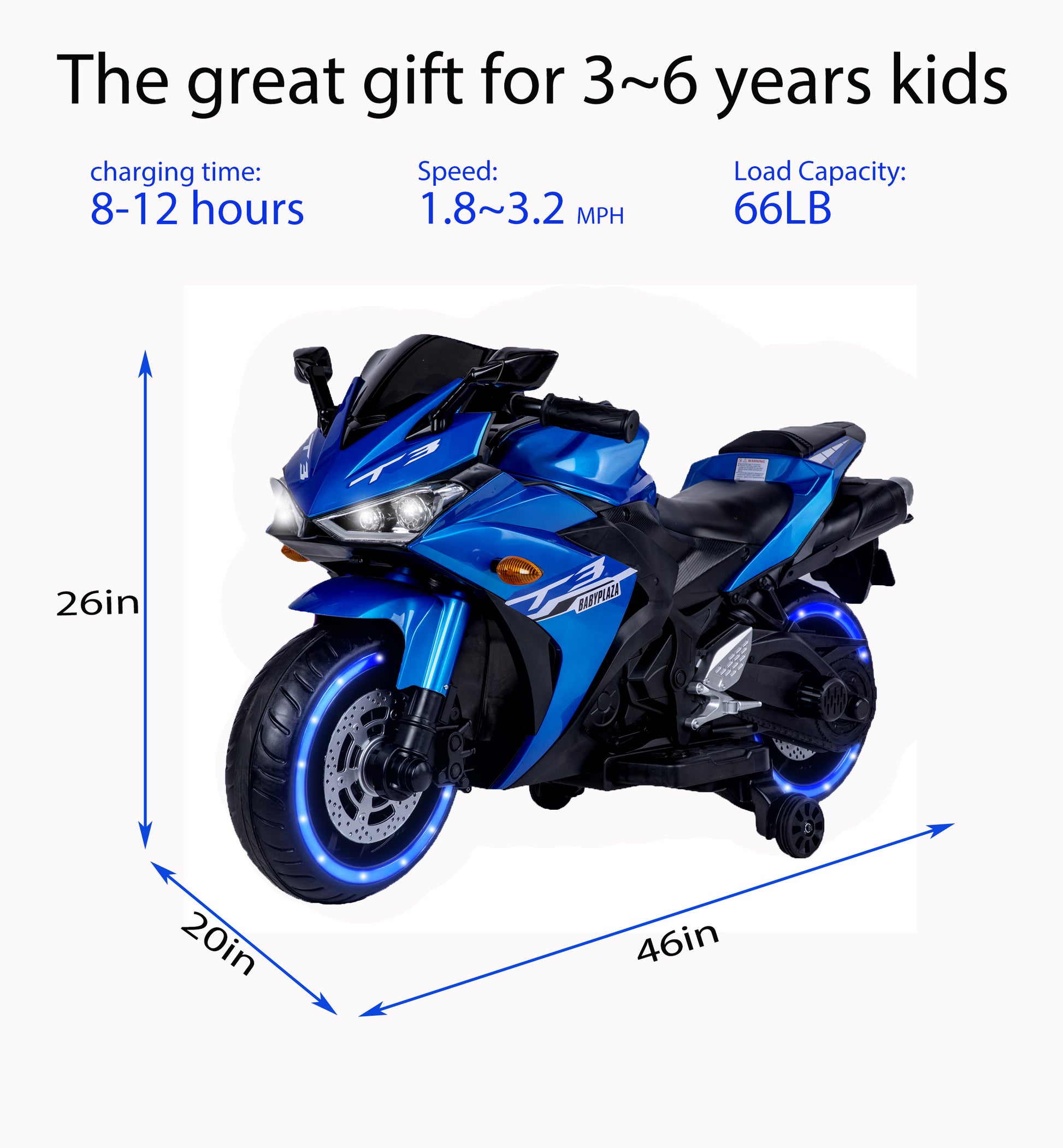 kids motorcycle, 12V motorcycle for kids 3 4 5 6 years-Free Shipping - aurelia-clothing-8955