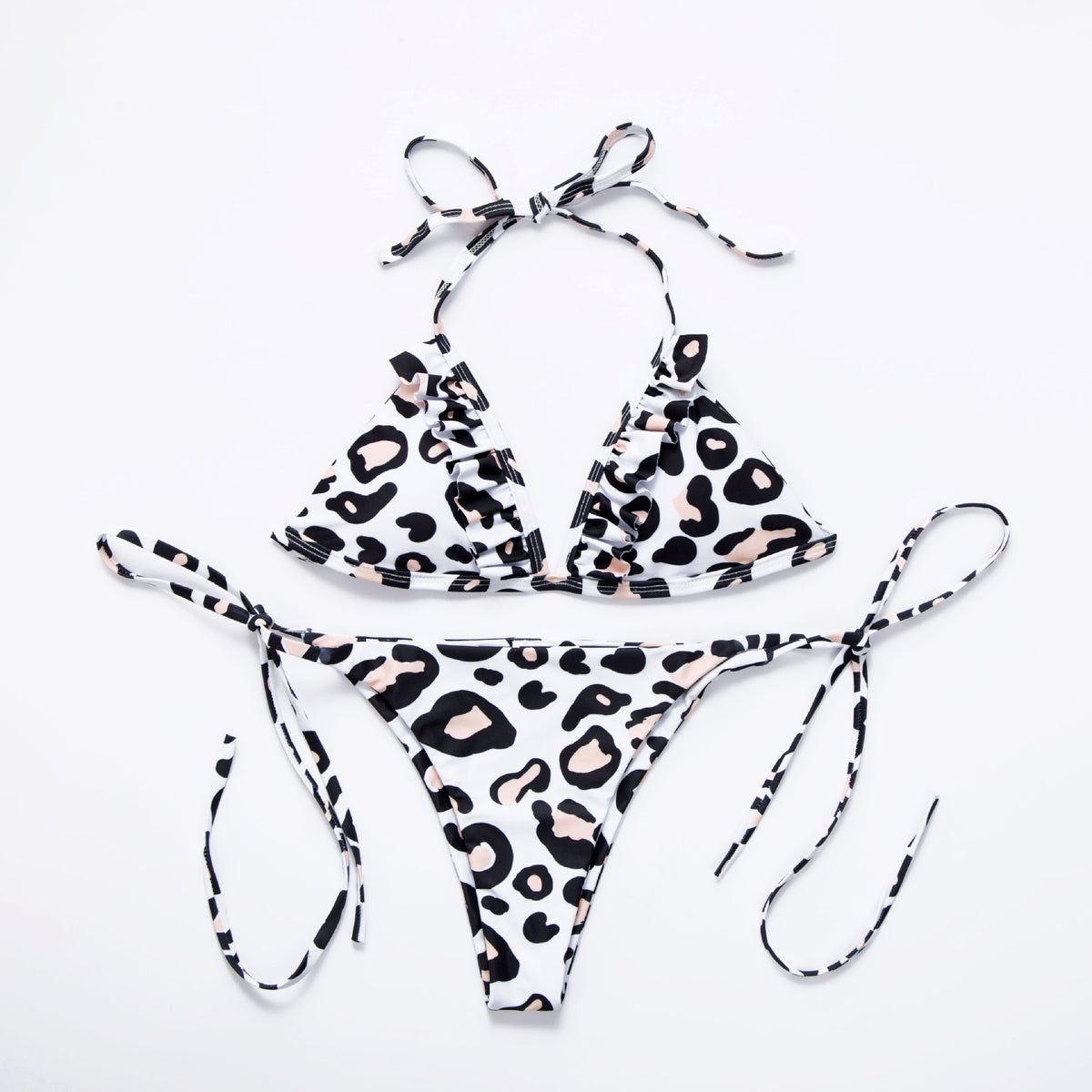 leopard print ruffled swimsuit-Free Shipping - aurelia-clothing-8955