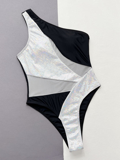 Contrast Panel One-Piece Swimsuit - aurelia-clothing-8955