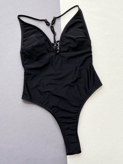 Cutout Plunge Spaghetti Strap One-Piece Swimwear - aurelia-clothing-8955