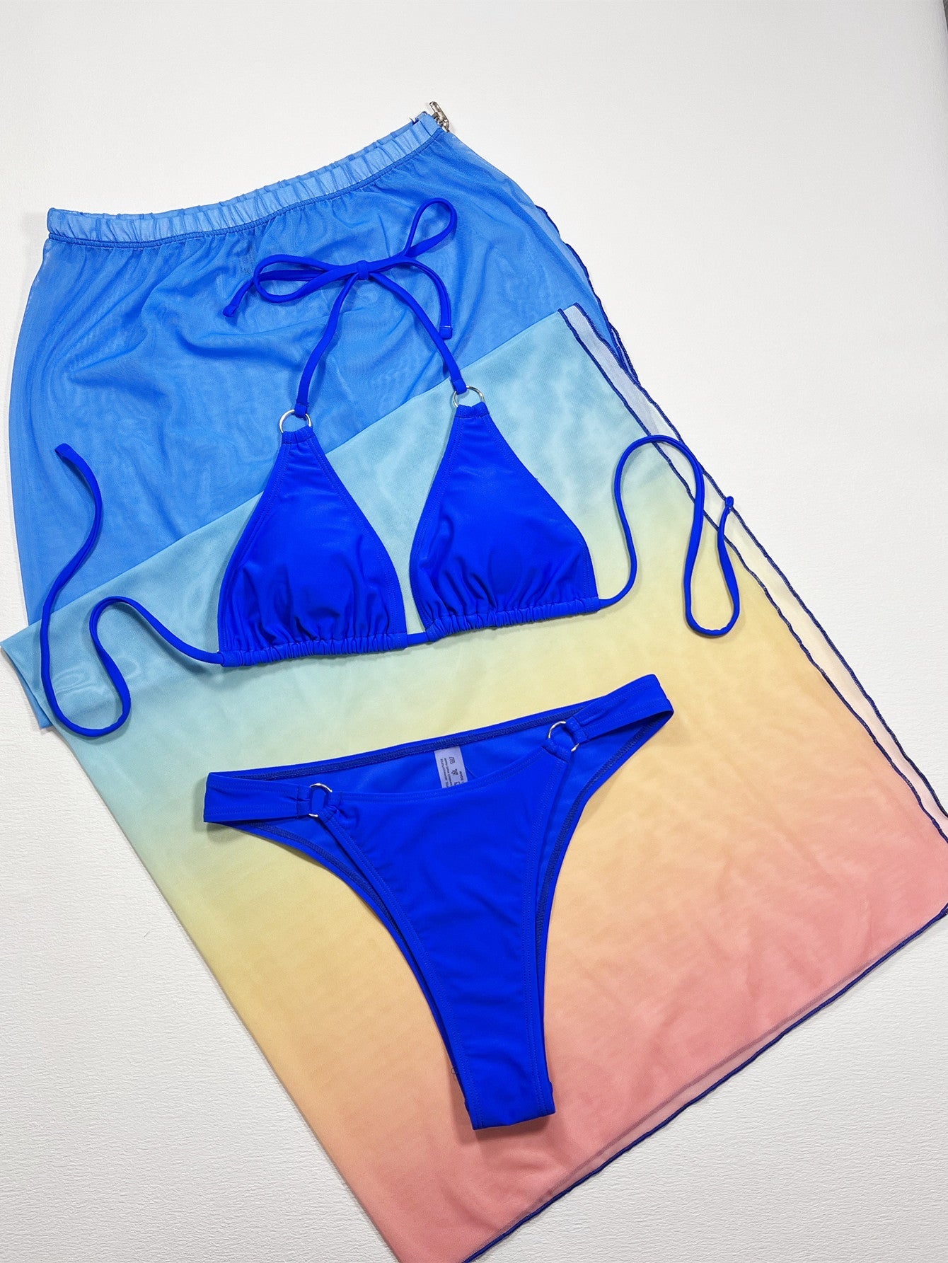 Gradient Halter Neck Three-Piece Swim Set - aurelia-clothing-8955