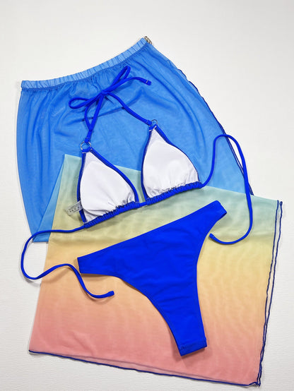 Gradient Halter Neck Three-Piece Swim Set - aurelia-clothing-8955