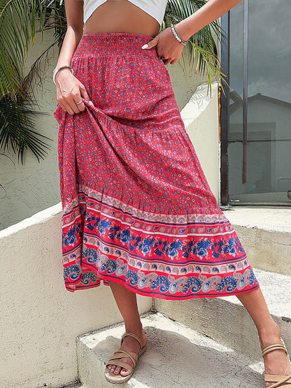 Printed Tiered High Waist Skirt - aurelia-clothing-8955