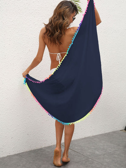 Rainbow Pompom Trim Swim Skirt - aurelia-clothing-8955