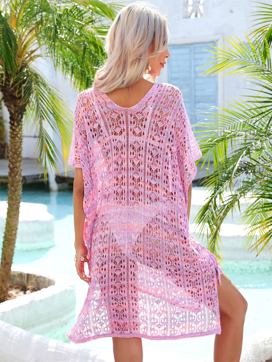 Slit Openwork V-Neck Cover Up - aurelia-clothing-8955