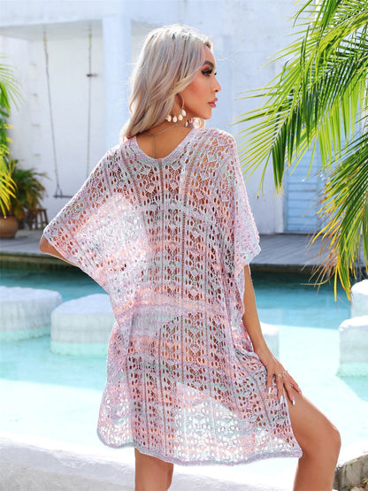 Slit Openwork V-Neck Cover Up - aurelia-clothing-8955
